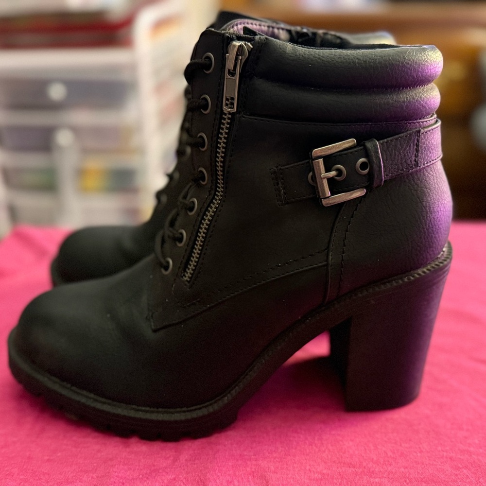 TORRID size 10WW Black Ankle Boots with Buckle Detail